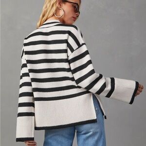 Vici Black and White Striped Cardigan